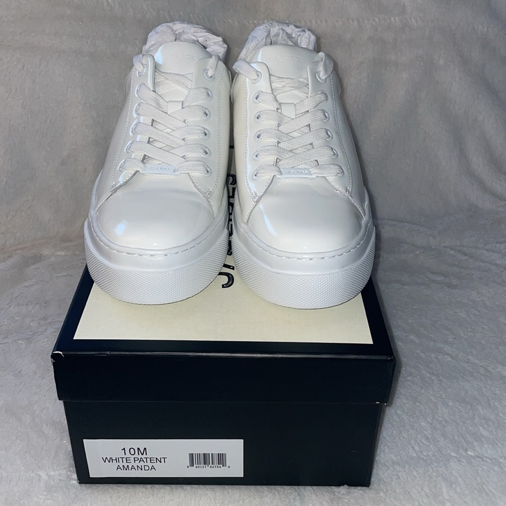 NWT J/SLIDES AMANDA PATENT Leather White Sneaker - Picture 4 of 13